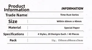 Detail specifications for Time Rust vintage special paper stickers 40pcs for DIY scrapbooking
