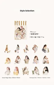 Detailed grid display of 30pcs vintage girl and pet decorative PET stickers for journaling