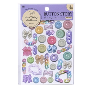 Button Story decorative DIY stickers set with 2 sheets of colorful bow and chain patterns
