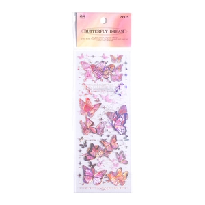 Holographic PET butterfly stickers with gold foil details for scrapbooking and DIY crafts