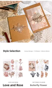 Makroaufnahme von 10-teiligem floralem Spitzenpapier-Set mit filigranen botanischen Motiven