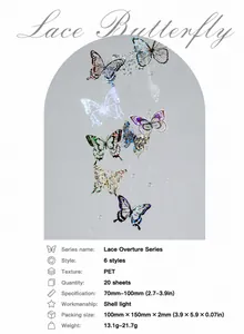 Adesivi farfalla in pizzo PET con finitura perlata per scrapbooking e fai-da-te