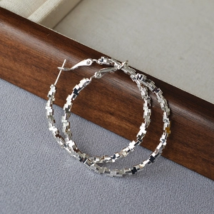 Minimalist Irregular Crushed Silver Texture Hoop Earrings With 925 Sterling Silver Earring Post Brass Fashion Jewelry
