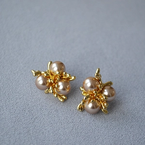 French Vintage Firework Style Artificial Pearl Stud Earrings With 925 Sterling Silver Earring Post Elegant Gold Silver Plated Copper Jewelry For Women