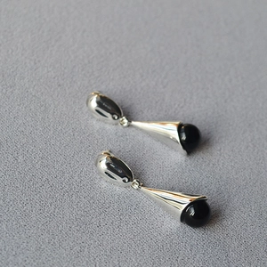 Minimalist Metal Long Drop Tapered Agate Dangle Earrings With 925 Sterling Silver Earring Post Gold Silver Jewelry Gift