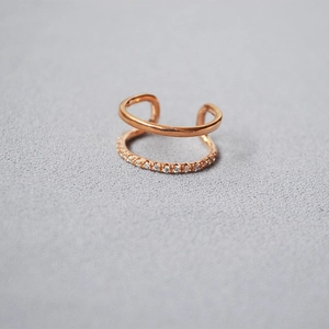 Exquisite double layer zircon ring in rose gold finish with sparkling pavé crystals
