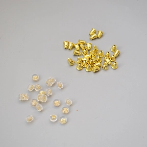 Copper Gold Plated Silicone Earring Backs 925 Sterling Silver Bullet Round Shape Earring Nuts For Jewelry Making Accessory