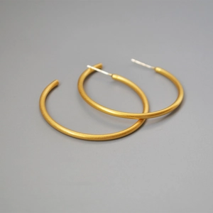 Minimalist Brass Hoop Earrings For Women Matte Gold Plated 925 Sterling Silver Post Geometric Circle Fashion Ear Jewelry
