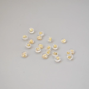 Transparent silicone earring backs with gold plated metal core 20 pieces set for studs