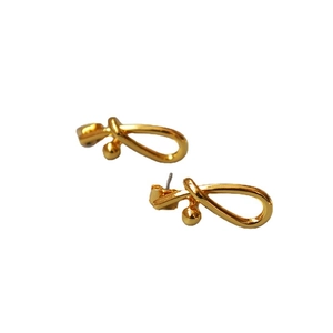 Polished 18K gold plated brass twisted knot stud earrings with butterfly backings