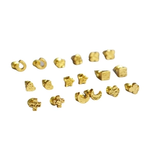 Minimalist gold plated geometric stud earring set featuring stars and moon shapes
