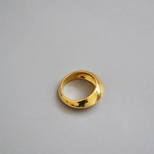Polished 18K gold-plated wide dome ring featuring a minimalist croissant style curved band