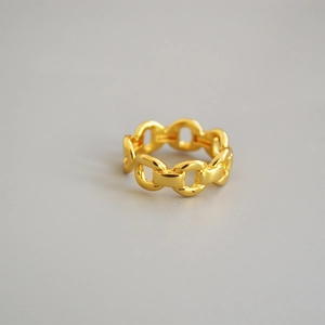 Bague chaîne ouverte en laiton plaqué or 18 carats avec finition polie pour femme