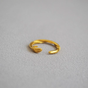Minimalist gold-plated brass hug ring with adjustable open band for women
