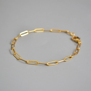 Minimalist Copper Gold Plated Paperclip Chain Bracelet For Women Elegant Chic Link Chain Jewelry Accessories Daily Gift