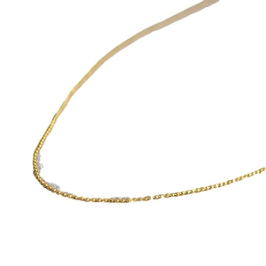 Elegant minimalist gold beaded chain necklace with faceted round metallic beads for women