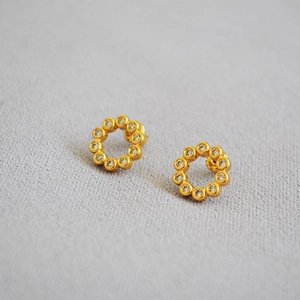 Elegant 925 silver needle hoop earrings with micro-set cubic zirconia in gold plating