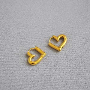 Boucles d'Oreilles Créoles Cœur en Laiton Minimaliste Mode pour Femmes Exquise Boucle d'Oreille en Or Bijoux Fins Cadeau