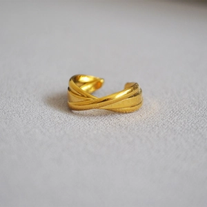 Elegant Brass Gold Plated Triple Ring Cross Wrapped Open Ring Minimalist Adjustable Personality Finger Ring Jewelry For Women