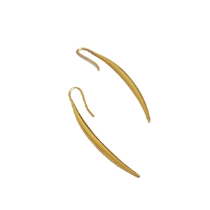 Polished gold plated brass crescent hoop earrings in minimalist streamlined design