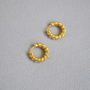 Boucles d'Oreilles Créoles Torsadées en Laiton Minimalistes pour Femmes Plaquées Or Argent Boucle d'Oreille Géométrique Bijoux de Mode