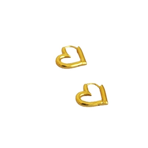 Élégantes boucles d'oreilles créoles cœur évidé en laiton plaqué or 18 carats pour femme