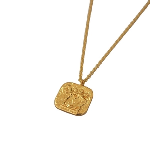 Collier avec pendentif ange en relief double face en laiton plaqué or de style vintage