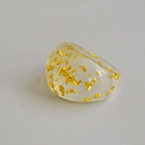 Minimalist Transparent Acrylic Resin Ring With Gold Foil Flakes For Women Simple Fashion Finger Jewelry Ring Gift