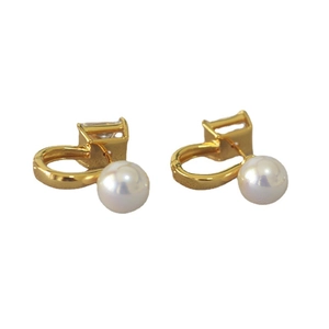 Orecchini in ottone placcato oro con zircone rettangolare e perla di design