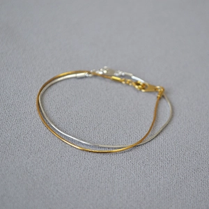 Minimalist Brass Ultra Thin Snake Chain Bracelet Gold Silver Plated Faceted Dainty Stacking Jewelry For Women Commuter Accessory