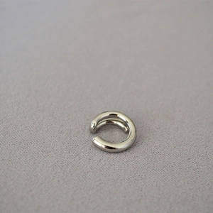 Polished silver double layer ear cuff for non-pierced ears with modern C-shape design