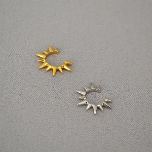 Punk Brass Spike Stud Ear Cuffs For Women Geometric Minimalist Double Loop Non-Pierced Clip-on Earrings Fashion Jewelry