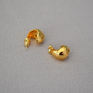 Korean Design Irregular Baroque Brass Stud Earrings With 925 Sterling Silver Post Inlaid Zirconia Gold Plated Star Jewelry