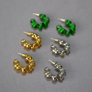 Boucles d'Oreilles en Laiton à Fil de Téléphone en Spirale Avec Tige en Argent Sterling 925 Forme de C Bijoux pour Femme
