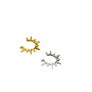 Punk style spike rivet ear cuff set in gold and silver finish with C-shaped design