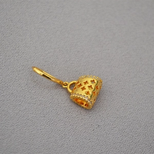 Vintage gold bucket earrings with star cutouts and white zircons for women