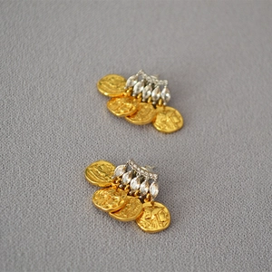 Orecchini Francesi Retrò Con Moneta Ritratto Greco Zirconia Intarsiata Perno in Argento Sterling 925 Ottone Oro Argento Contrasto Gioielli Donna