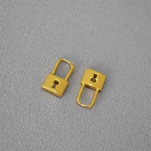 Chic gold-plated padlock earrings with zircon pavé and lever-back clasp closure