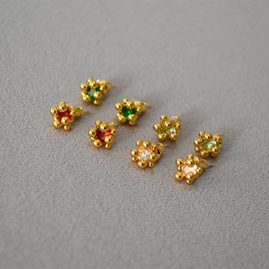 Elegant Zirconia Flower Bud Stud Earrings For Women Copper 925 Sterling Silver Earring Post Simple Gold Plated Jewelry Gift