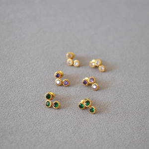 Minimalist Copper Zirconia Stud Earrings With 925 Sterling Silver Earring Post Cluster Round Geometric Earrings For Women