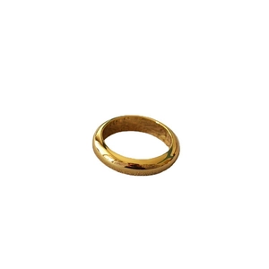 Minimalist gold-plated wide band ring with dual polished and frosted matte finish