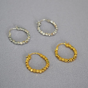 Boucles d'Oreilles Créoles Perlées Géométriques Minimalistes pour Femmes Cuivre Laiton Plaqué Or Argent Bijoux d'Oreille