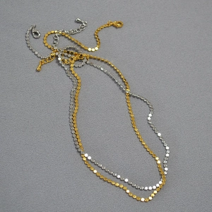 Minimalist Brass Gold Plated Tiny Round Sequin Choker Necklace For Women Shiny Geometric Thin Chain Commuter Daily Jewelry