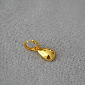 Minimalist 18K gold plated brass pear-shaped drop earrings with high polished finish