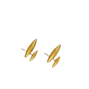 Boucles d'oreilles rivets en laiton plaqué or avec design double olive et tiges argent 925