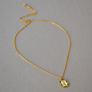 French Vintage Freshwater Pearl Necklace With Enamel Grape Wealth Pendant Gold Plated Brass Clavicle Chain For Women Jewelry
