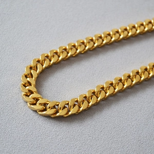 Hip Hop Stainless Steel Cuban Link Necklace For Men Women Heavy Polished Chain Punk Style Streetwear Fashion Jewelry Accessory
