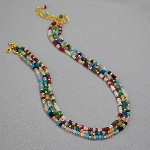 Bohemian Natural Stone Beaded Necklace Colorful Handmade Stacked Clavicle Chain Minimalist Summer Jewelry For Women
