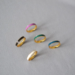 Minimalist Brass Gold Plated Enamel Drip Glaze Ring Thin Colorful Geometric Finger Ring Fashion Jewelry For Women