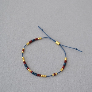 Handmade Woven Colorful Seed Bead Bracelet Gold Plated Brass Beads Adjustable Minimalist Bohemian String Bracelet For Women Jewelry Gift